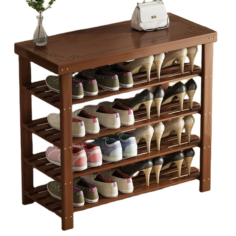 Shoe rack Household solid Wood economy simple Shoe Cabinet door multi-layer dustproof shoe stool contracted Modern