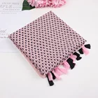 2021 Hot Sale Lozenge/diamond Pattern Printed Color Blocked Ladies Scarf/blanket Wrap With Lantern Tassels