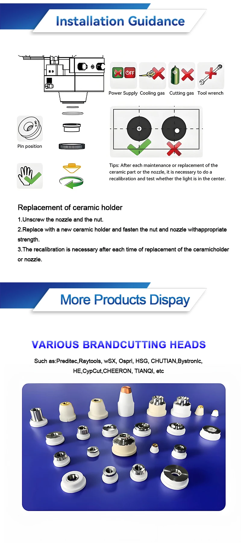 D37 H24.3 M11mm Laser Ceramic Nozzle Holder New Condition Ceramic Cutting Machine Body for Hankwang HCH-S01201 Ceramic Rings