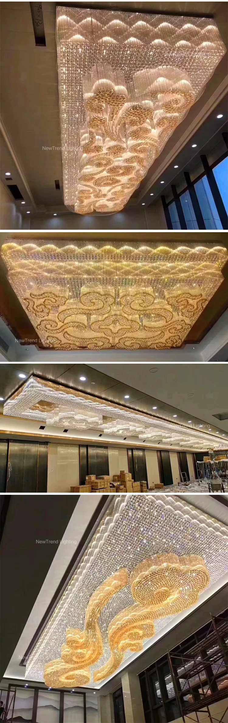 CPL-201 Luxury Style Indoor Decoration Hotel Lobby Baquet Hall Modern Crystal LED Ceiling Chandelier manufacture
