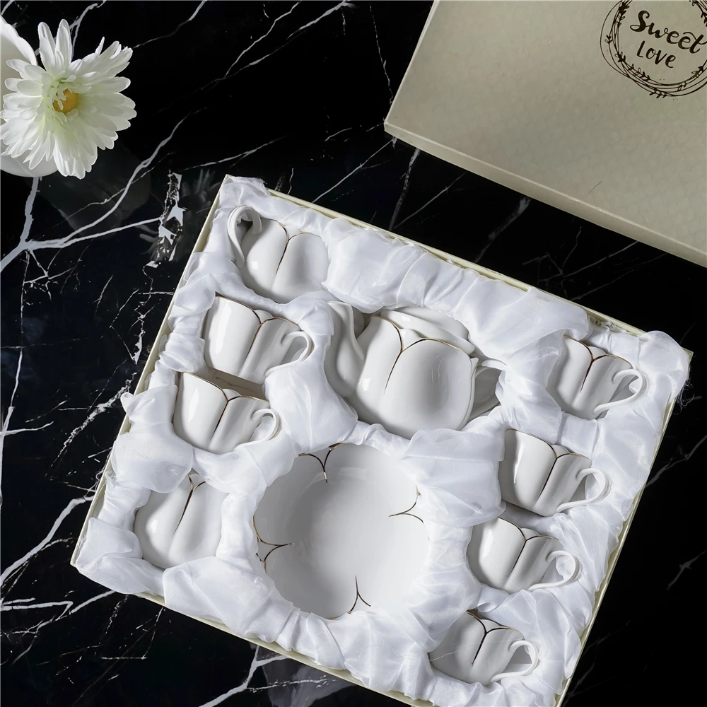 lily design luxury gold rim white porcelain ceramic plate dish