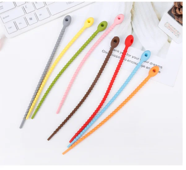 Multi Purpose Silicone Zip Ties Releasable Zip Ties in Multi Color for Home, Office