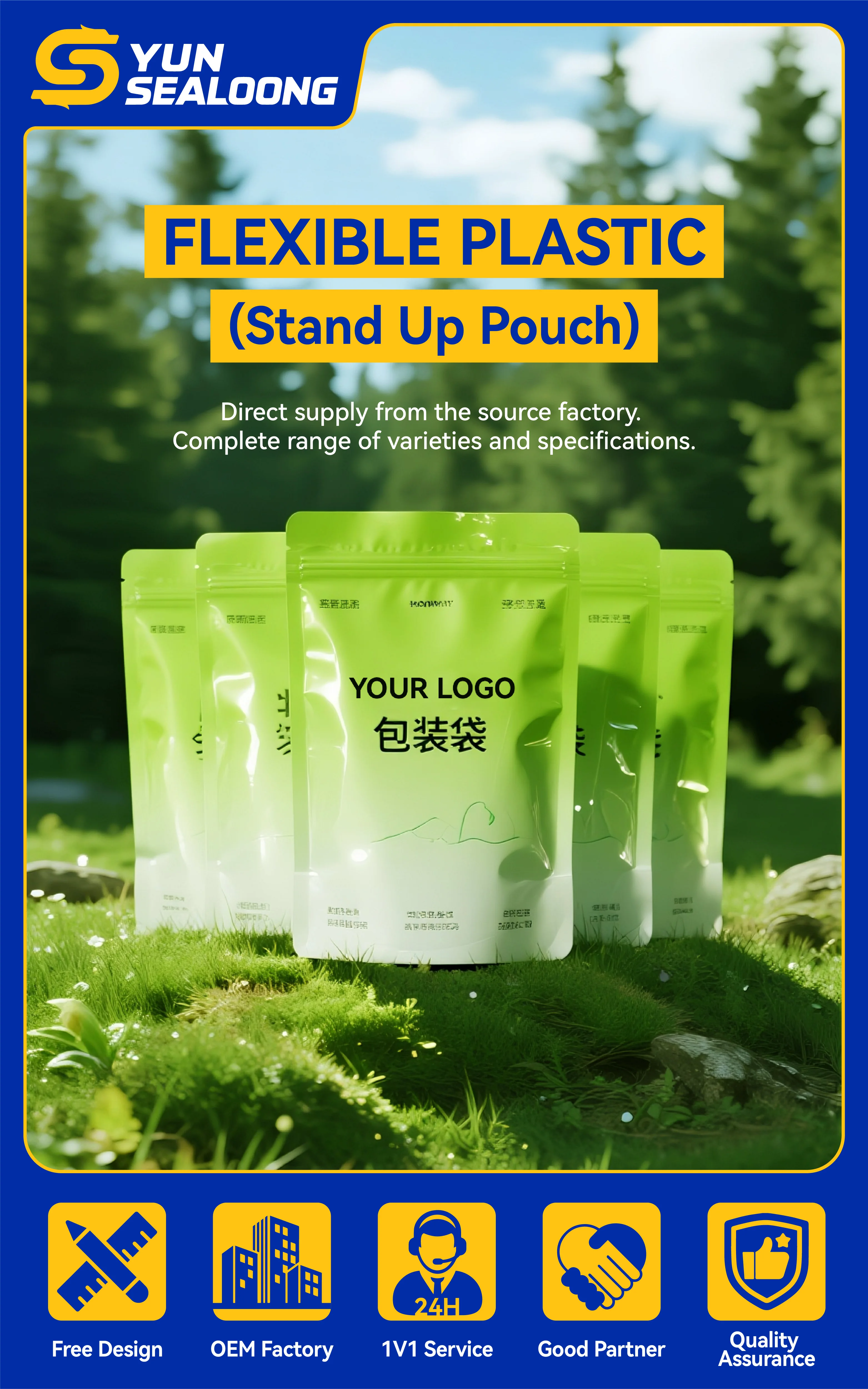 Custom Gravure Printed Recyclable Kraft Paper Stand up Pouch with Degassing Valve and Zipper for Coffee Bean Packaging