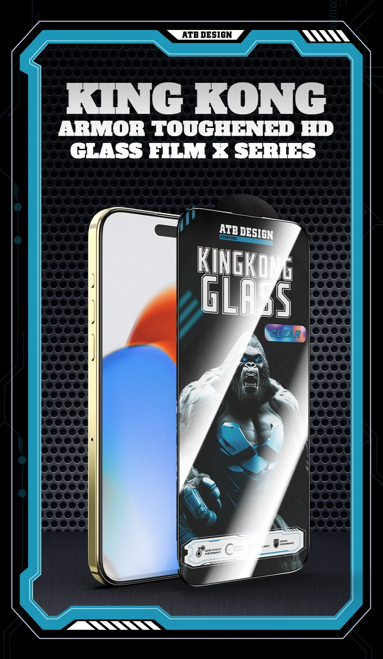 Atb Design King Kong Hd Tempered Glass Screen Protector For Iphone 15