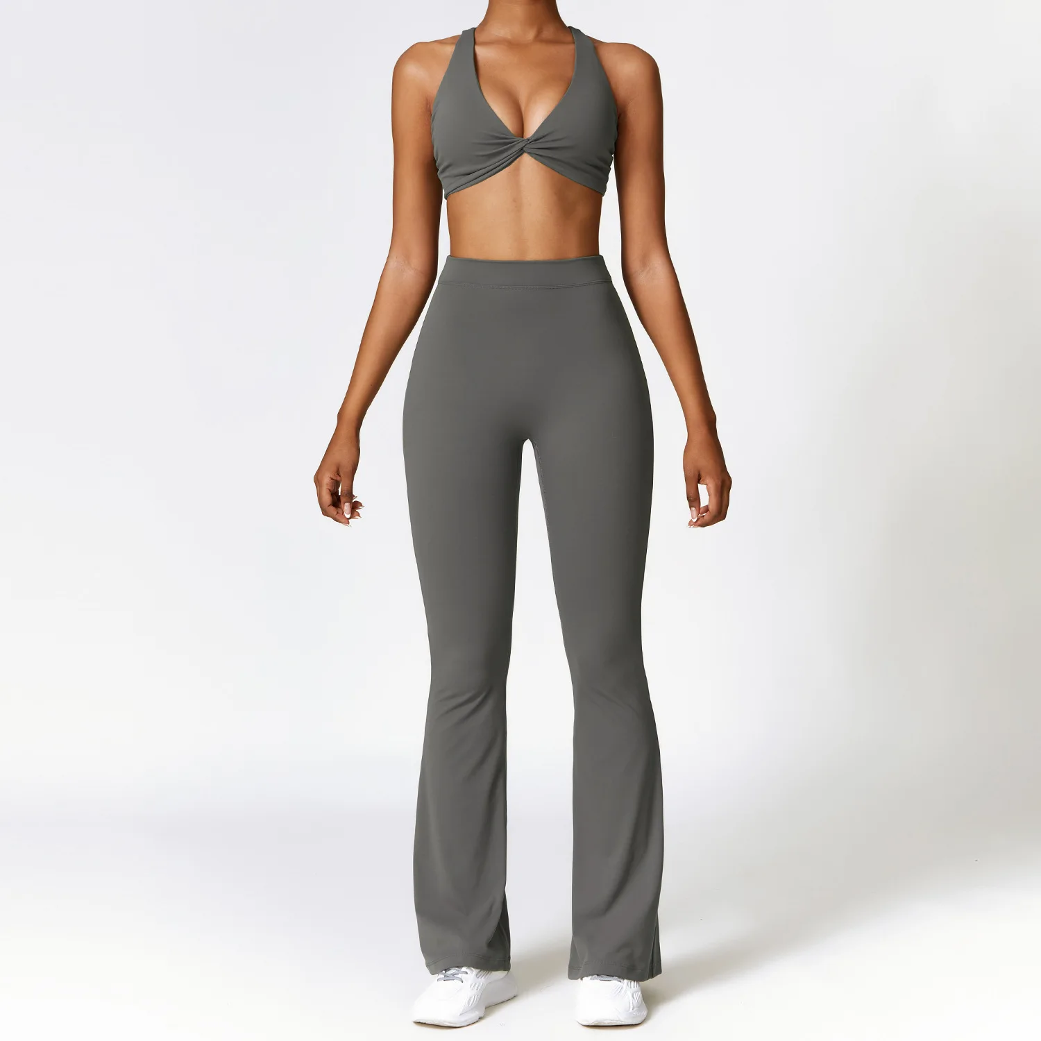 Women Trendy Gym Fitness Wear Soft Quick Dry Scrunch V Back Peach Butt Yoga Legging And Bra Gym Fitness Set