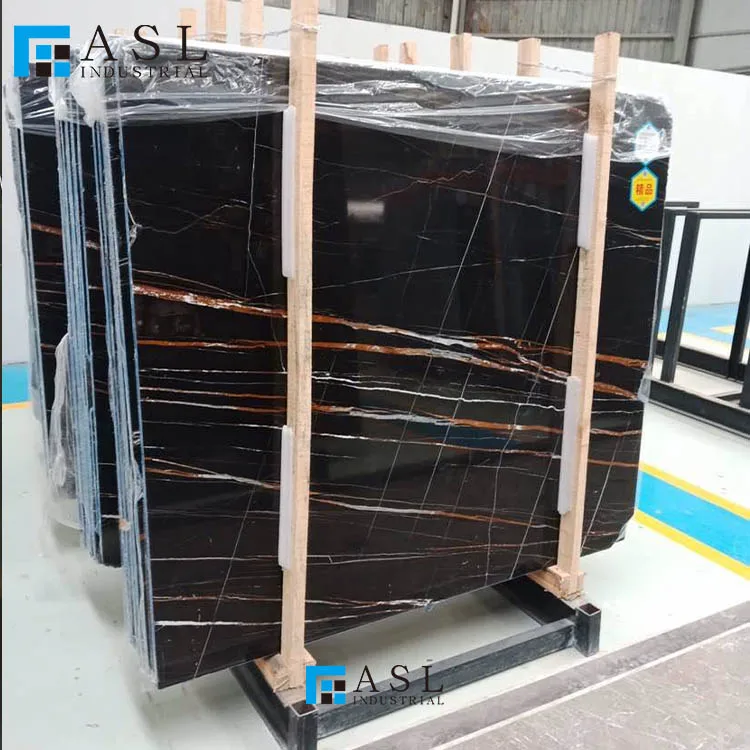 Custom natural pure black marble with gold line iran black marble vein of gold veins tunisa black gold stlaurent marble tiles