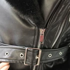 Rabbit Guaranteed Quality Pu Bonded Faux Rabbit Womens Black Leather Moto Jacket Fur