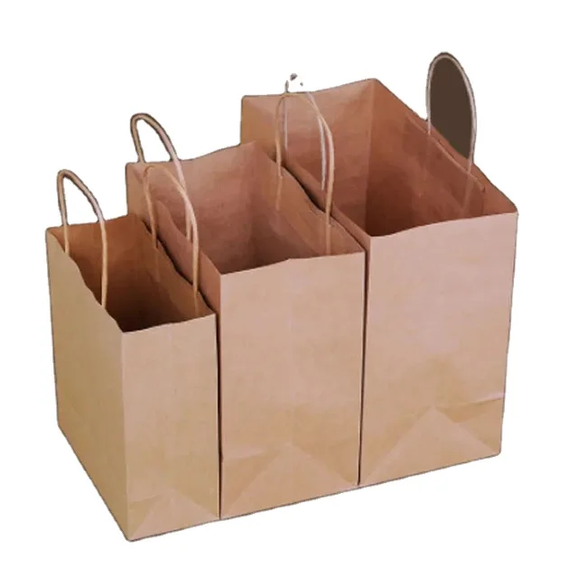 Factory Price Recyclable Printed Logo Retail Gift Tote Bag Custom Brown White Colorful Kraft Paper Bag With Rope Handle