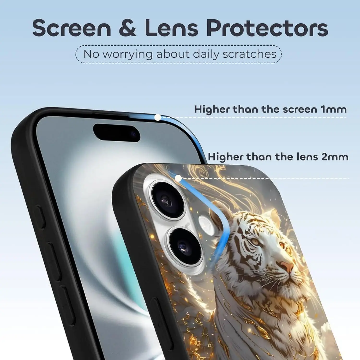 Buewutiry Cute Soft Golden White Tiger Silicone Case for iPhone 16 Compatible Phone Case in INS Style Model for 7 Plus H0e8c4cdd7f334a749497c632803cca66n