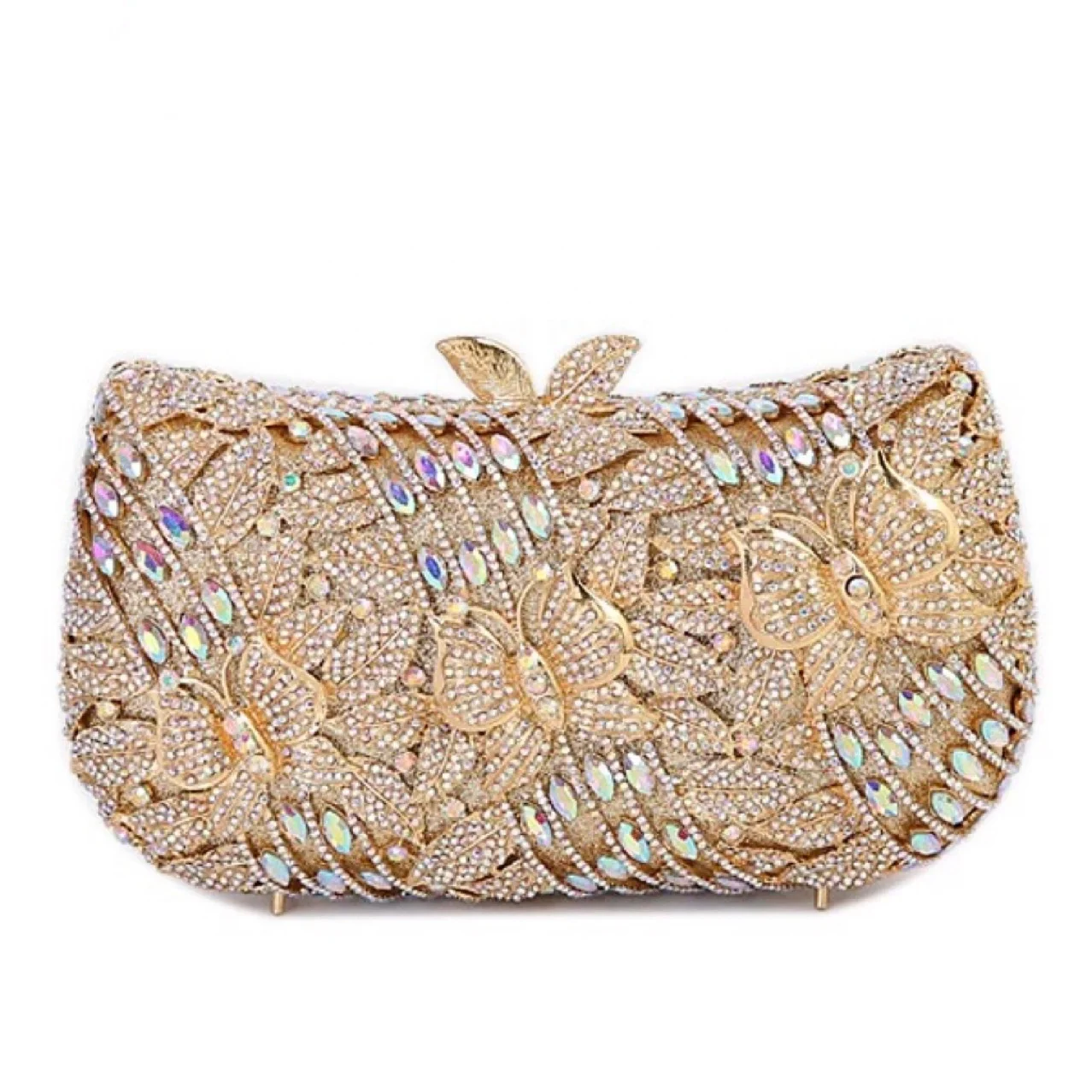 Amiqi MRY174Rhinestone Clutch Bag for Formal Party Butterfly Floral Evening Handbag Jewel