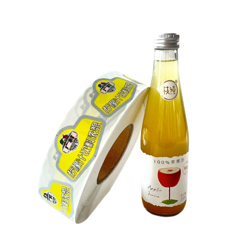 Custom Printed Logo Adhesive Waterproof Water Label 450ml Pressed Juice Bottle Packing Sticker Label Roll
