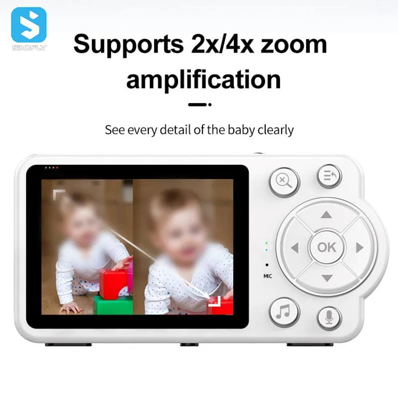 Motion Sensor 2.8 Inch Screen Temperature Crying Detection Infrared Baby Monitor Camera Two-way Audio 4X Zoom video Baby Monitor