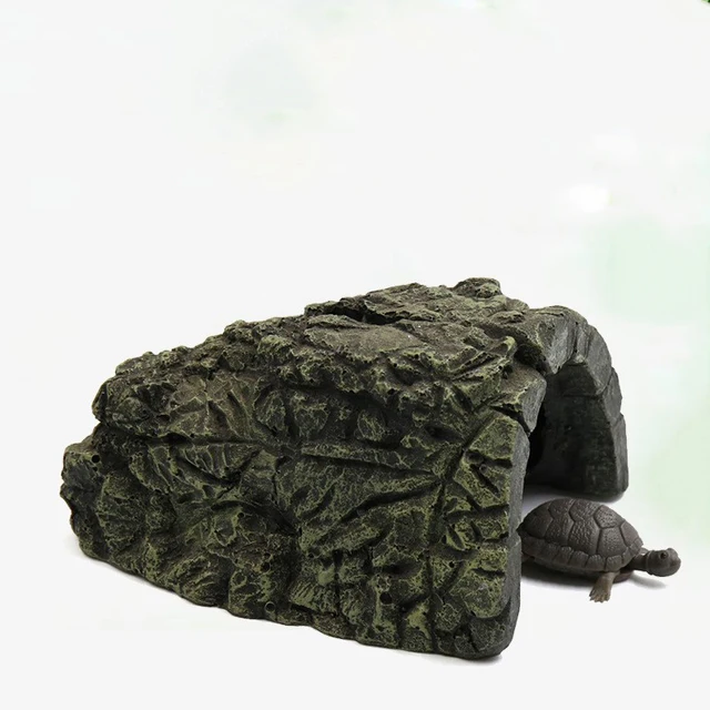Reptile Hideout Cave Fish Hide shelter Turtle Basking Shelter High Simulation Rock cave resin for Bearded Dragon Aquarium turtle