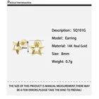 Stud Wholesale Good Quality 8mm Star Tiny Cute Earrings 14K Real Gold Star Shape Stud Au585 Earrings Women Jewelry