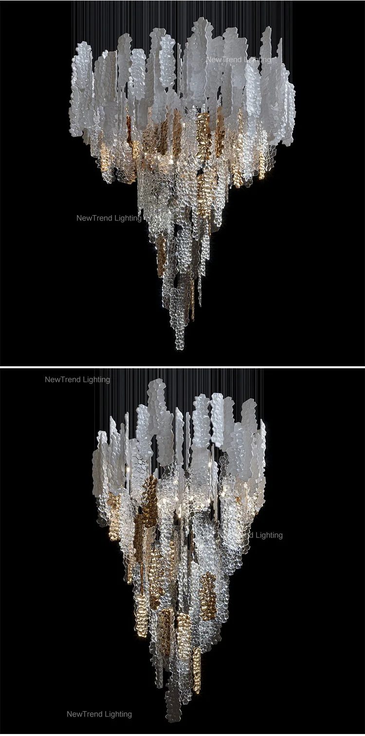 CPL-375 Unique Style Indoor Decoration LED Hanging Light Villa Hall Hotel Lobby Staircase Modern Glass Chandelier factory