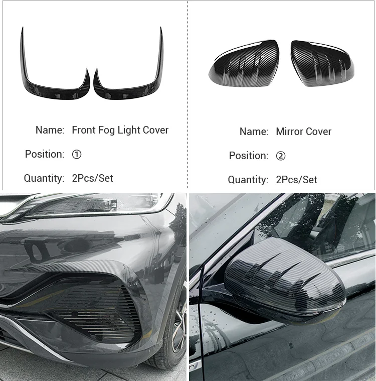 Na-customize na ABS Gayahin ang Carbon Auto Accessories Dekorasyon Trims Cover Car Exterior Accessories Para sa BYD Atto 3 Yuan Plus supplier