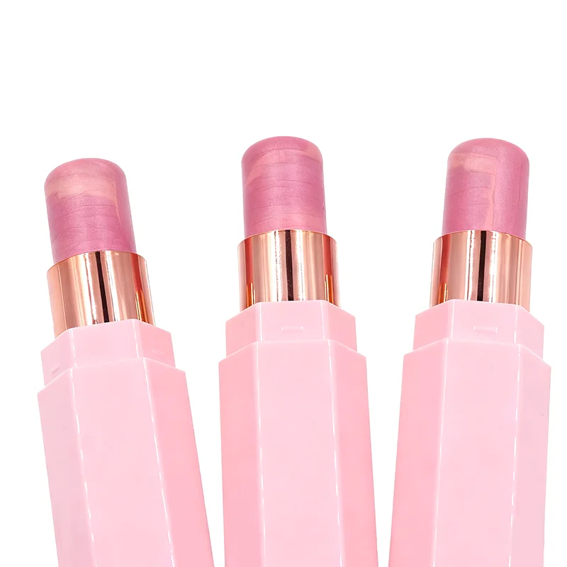 product custom logo face highlighter stick with pink gradient shimmer finish for private label beauty brands oem odm-1