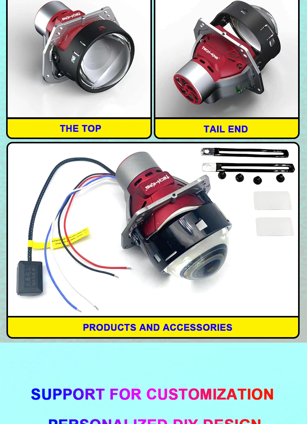 TECH-KING AFS Bi Led Projector Lens 3.0 inch Automatic Sensor Led Projector Auto Lighting System Super Bright lens headlight