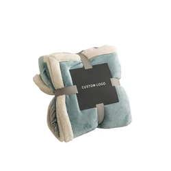 Ready to ship sleep flannel furry super soft 150*200 cm gray sherpa double layer solid throw blanket