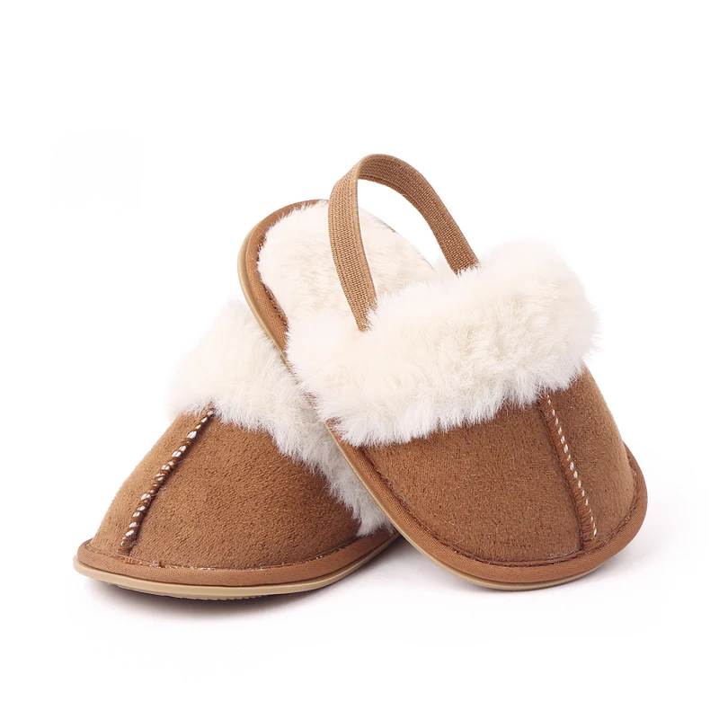 High Quality Add Plush Warm Baby Toddler slippers Anti-slip TPR Outsole supplier