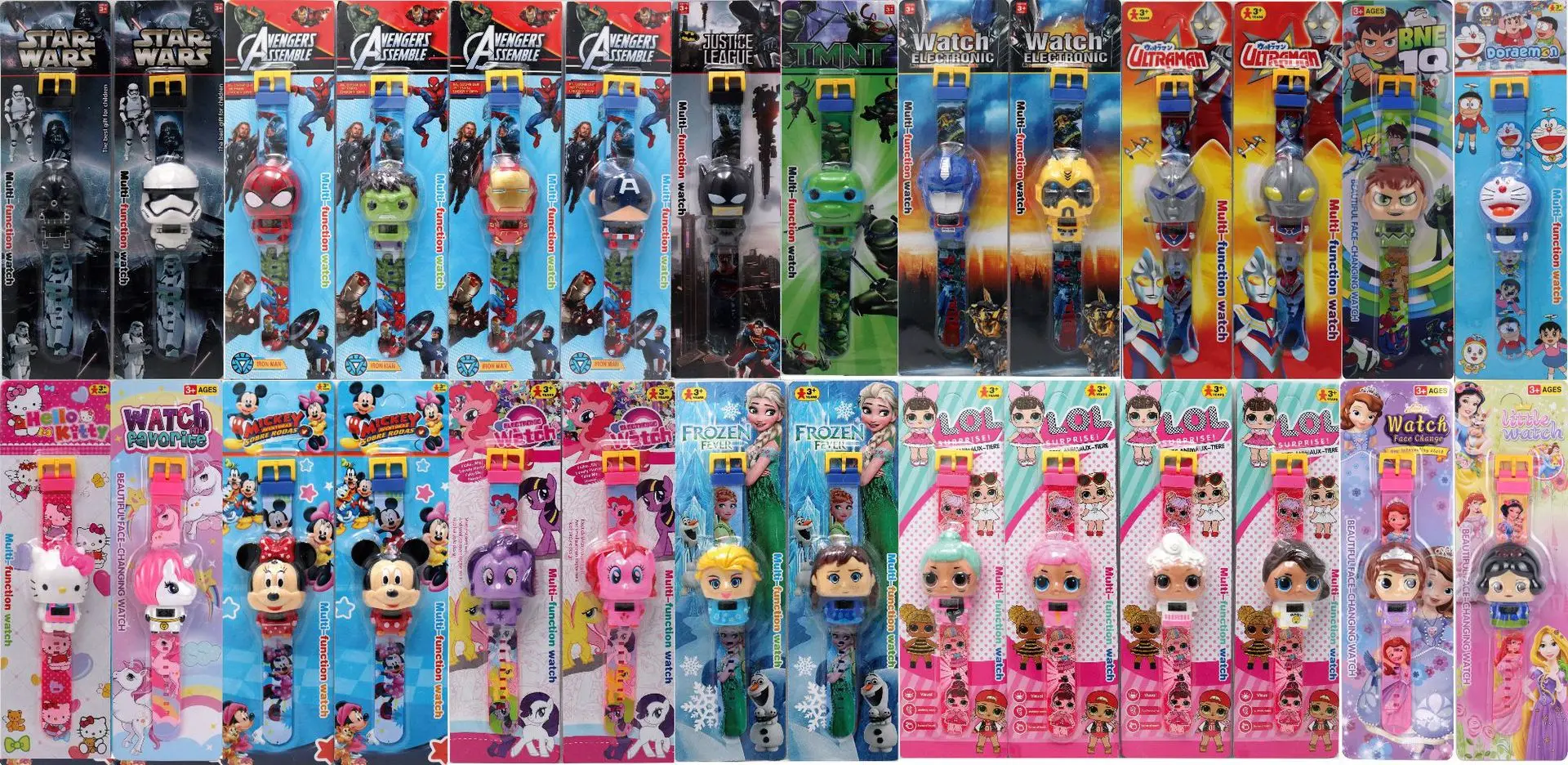 Hot selling Kids watch  Transformation toys for kids in Marvel cute shape  Spider-Man Q version children's toy gift
