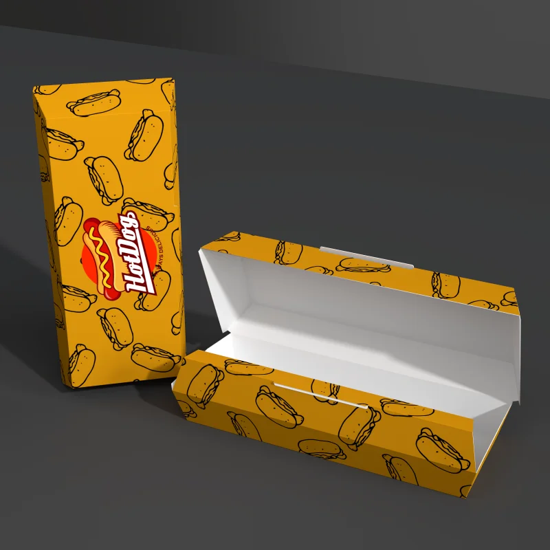 product disposal custom printed hot dog box fast food container package takeaway kraft paper boxes for snack burger sandwich-5