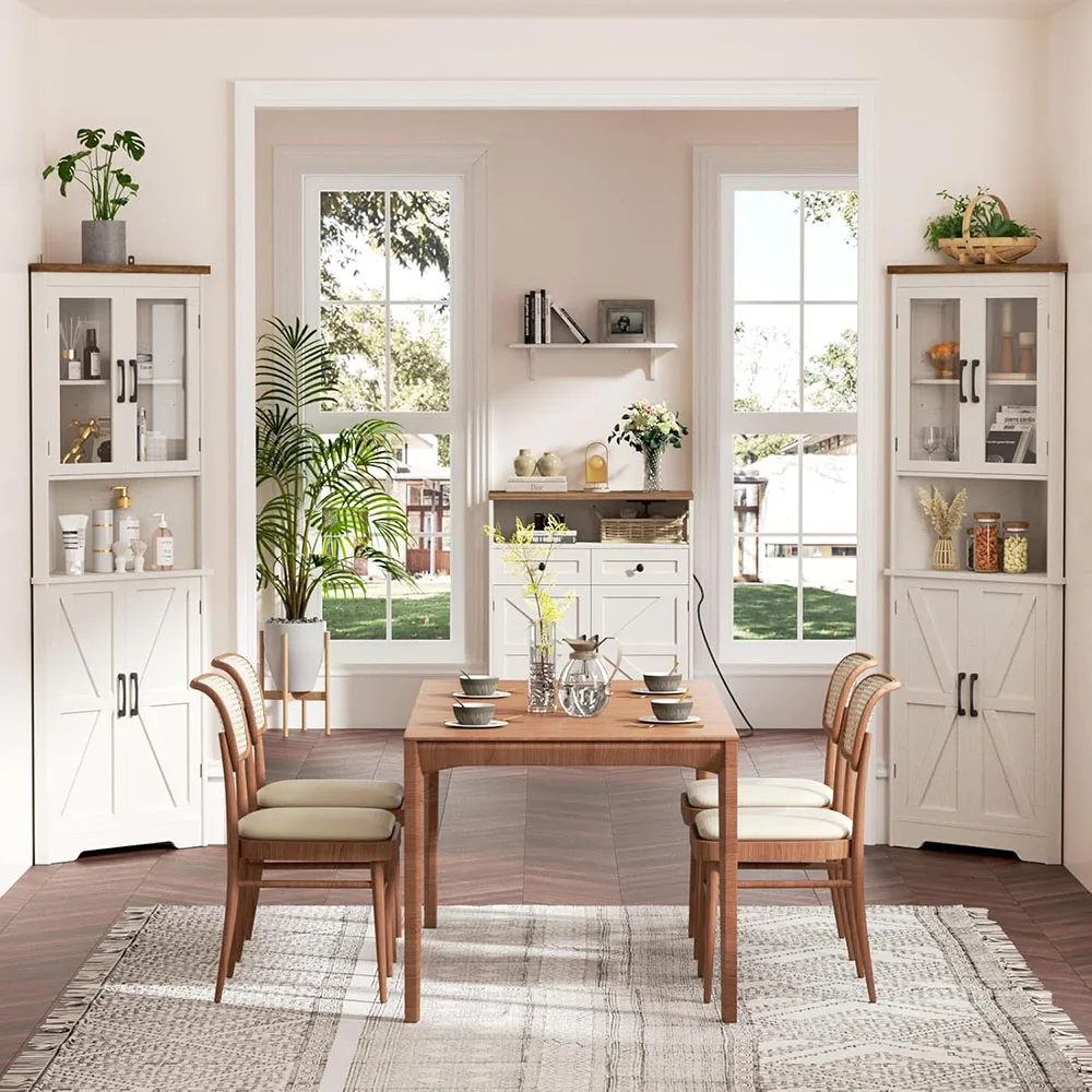 67''H Tall Corner Cabinet with 4 Tempered Glass Doors Farmhouse Storage Cabinet 5 Adjustable Shelves Home Pantry Hutch Kitchen supplier