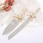 Wedding Server Set Natural Burlap Wood Heart Cutlery Rustic Wedding Cake Knife And Server Set