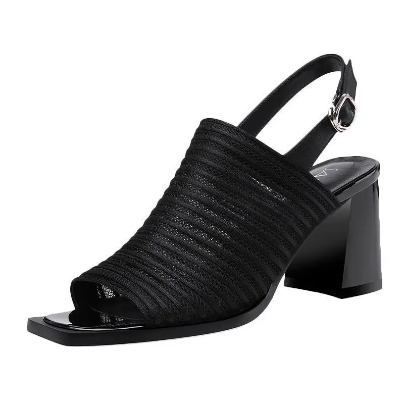 10%OFF Summer Women Sandals Peep Toe High Heels Dress Shoes Women Pumps Black Sexy Heels Party Shoes Slip on Sandalias mujer