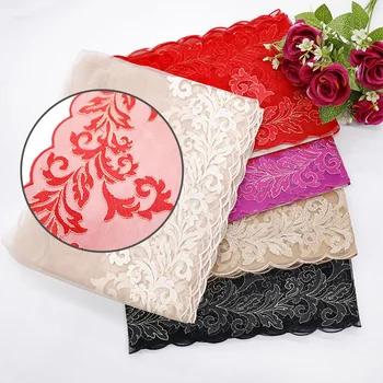Customized embroidery lace with high-end multi color schemes lace fabric by yard