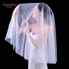 YouLaPan V02 Hot Sale Wedding Veils 1 Layer Handmade Pearl Veil Ivory Color Long Wedding Veil