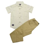 Boys Clothing New Summer Fashion Short Sleeve Shirt Long Pant Cotton Woven Boys Clothing Set