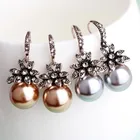 Earrings Pearl Fashion City Diamond-studded Sunflower Earrings Temperament Pearl Earrings