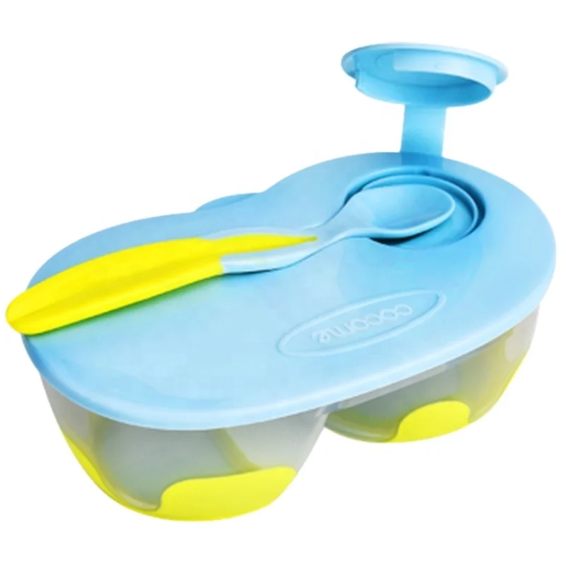 Griptight 2 Section Travel  Food Bowl & Spoon Infants babies BPA Free 
