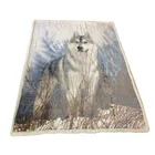 Animal Blanket Digital Printing Animal Wolf Design Flannel With Sherpa Winter Throw Blanket