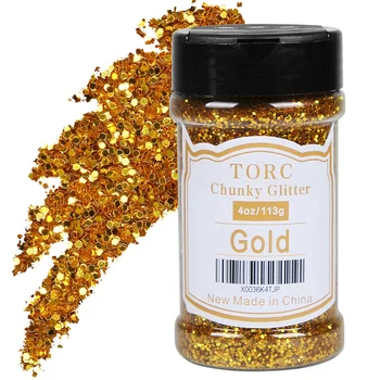 TORC Gold Chunky Glitter 4 OZ Glitter for Resin Crafts Tumblers Cosmetic Makeup Nail Art Festival Decoration