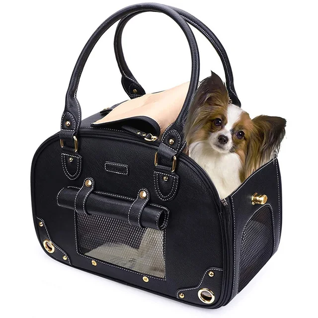 New Design Foldable Pet Carrier Tote Dog Carrier Bag Waterproof Pu Leather Pet Purse Portable Bag Pet Carrier Hand Bag