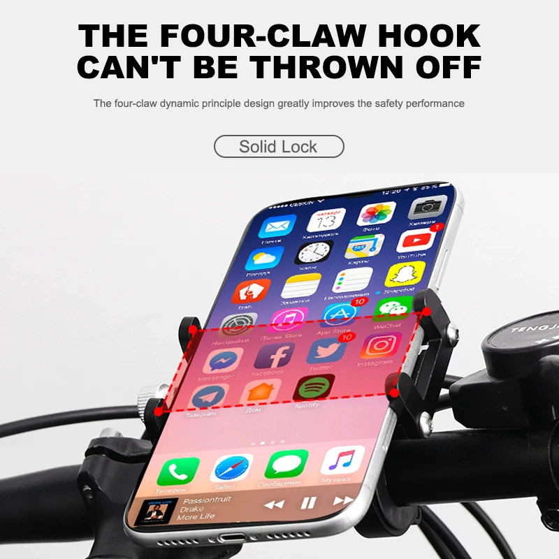 Hot Selling Aluminum Alloy 360 Adjustable Mobile Phone Holder For Motorcycle