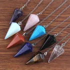 Stone Wholesale Reiki Pendulum Natural Stone Amulet Healing Crystal Pendant Meditation Hexagonal Pendulum