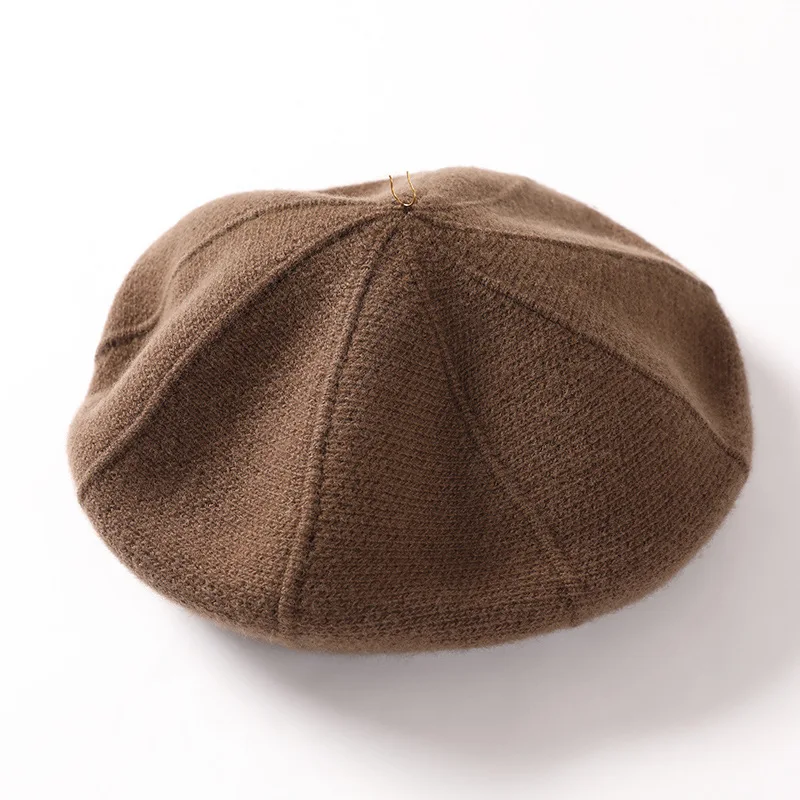 Custom Private Label Wool Solid Color French Brooch Women Beret Hat