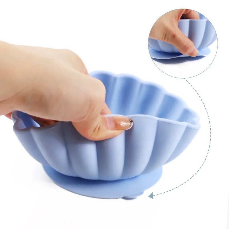 New Design Food Grade Baby Feeding Flowers Bowl Custom Silicone Baby Suction Wavy Shape Bowl