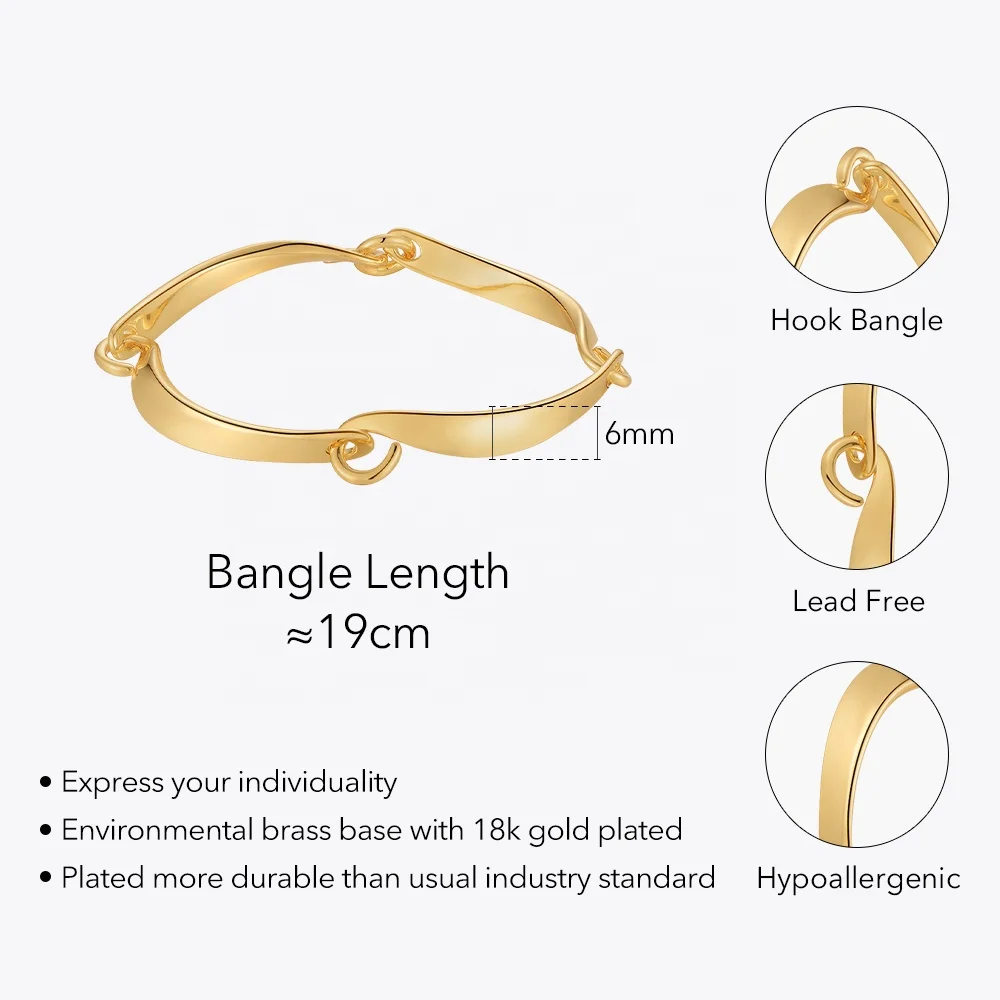 Original Design 18K Gold Plated Brass Jewelry Geometric Hook Bracelets For Women Hiphop Punk Accessories Bracelets B222321