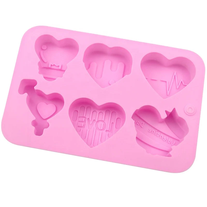 Hot Sale 6 Cavities Angel Love Heart Shaped Silicone Mousse Cake Baking Tools Handmade Soap Candle Mould for Valentine's Day