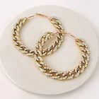 Diamond Earrings Fashion Rhinestone Large Jewelry Cuban Link Diamond Hoop Big Earrings