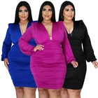 Party Dress 2021 Fall Long Sleeve Sliod Sexy Bodycon Party Ropa Dama Women Clothing Plus Size Dress