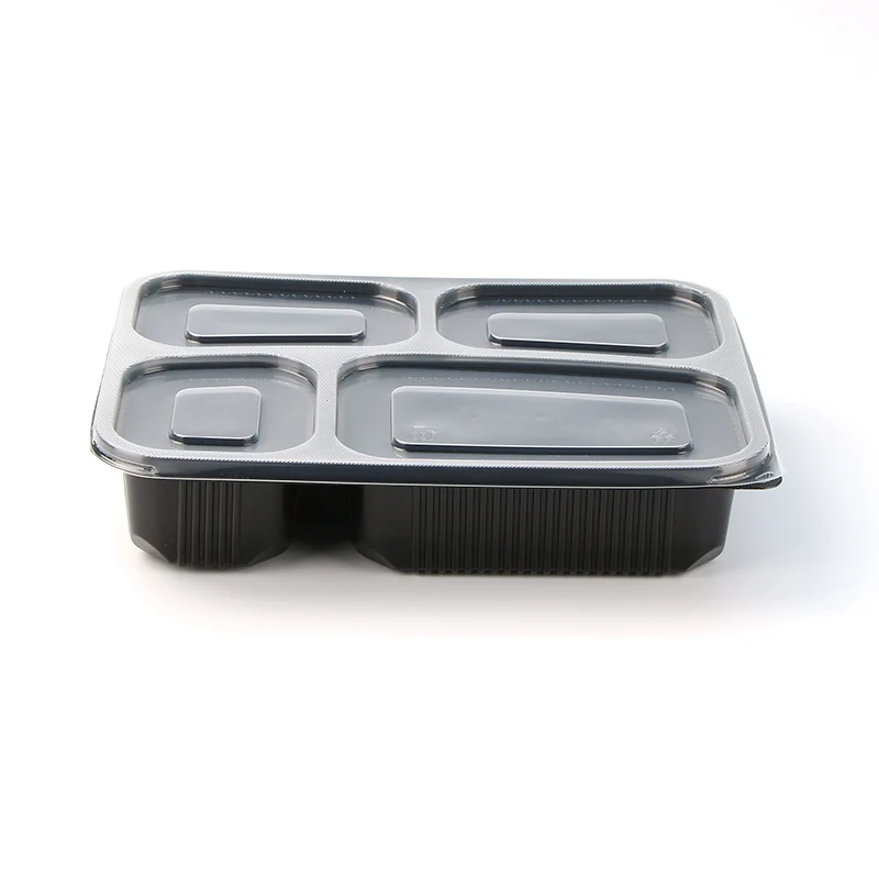 Stackable Microwave Plastic 4 Compartment Food Containers Disposable Take Out Containers