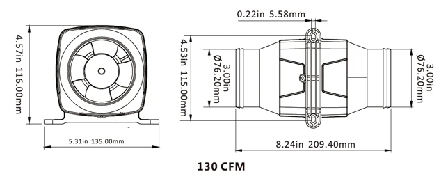Inline Duct Fan, Plastic, NIMIB1-130-01 - detail 14