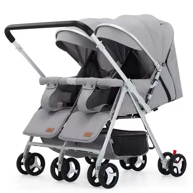 Luxurious double seat multi-functional baby stroller compact twins pushchair bebe products from China