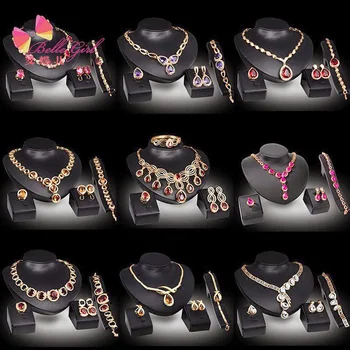 BELLEGIRL 2022 4pcs/set wedding Mix Style gold women Jewelry Sets xoxo necklace set jewelry indian bridal jewelry