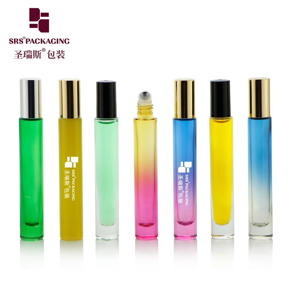 10ml Thick Wall Glass Roller Bottle with Shiny Metal Cap and Frost Surface for Custom Color Essential Oils